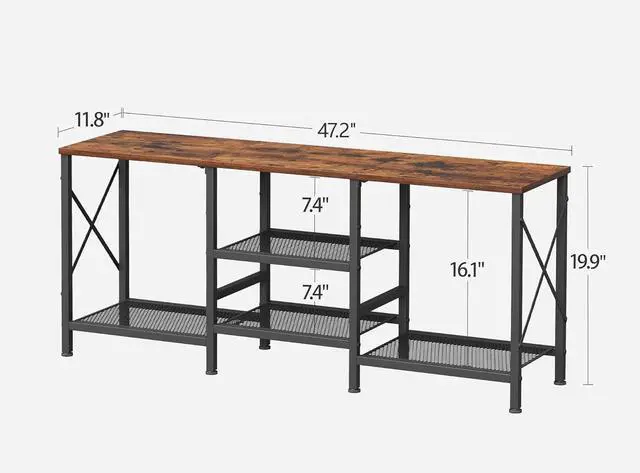 Alt view image 3 of 6 - Eyesoul TV Stand for 55 Inch TV, Entertainment Center with 3-Tier Open Shelves, TV Console Table for Living Room, Bedroom, Rustic Brown