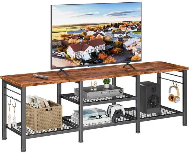 Main image of Eyesoul TV Stand for TVs up to 65 Inch, Entertainment Center with Open Storage Shelves, 55 Inch Television Stands with Soundbar Shelf for Living Room, Bedroom, Rustic Brown