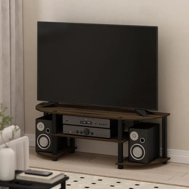 Alt view image 2 of 6 - Eyesoul Turn-S-Tube Wide TV Entertainment Center, Columbia Walnut/Black