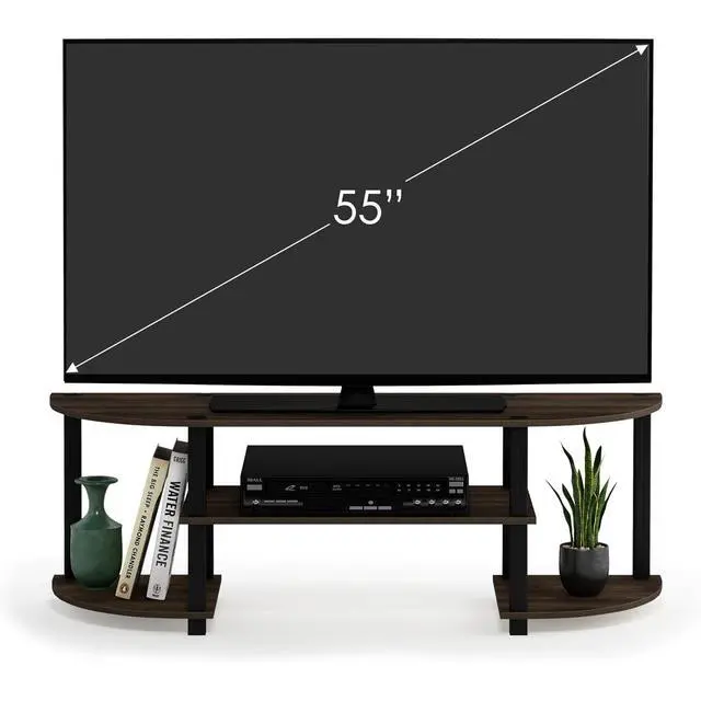 Alt view image 3 of 6 - Eyesoul Turn-S-Tube Wide TV Entertainment Center, Columbia Walnut/Black