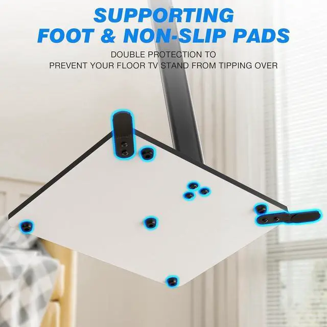 Alt view image 6 of 6 - Eyesoul Swivel Floor TV Stand with Mount for 32-60 inch TVs up to 88 lbs, Height Adjustable Tall TV Stand with Wood Base, Saving Space Design for Bedroom, Living Room and Corner, Max VESA 400x400mm