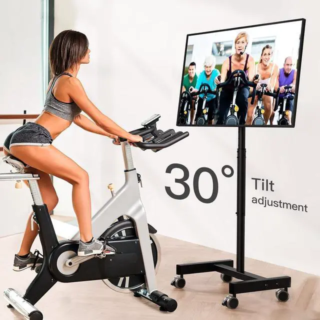 Alt view image 3 of 6 - Eyesoul Mobile TV Cart, Rolling TV Stand for 13-50 inch TVs with 30° Tilt Universal TV Cart for LED/LCD/OLED TV Height Adjustable Floor TV Stand Holds 44lbs Portable Monitor Stand Max VESA 200x200mm