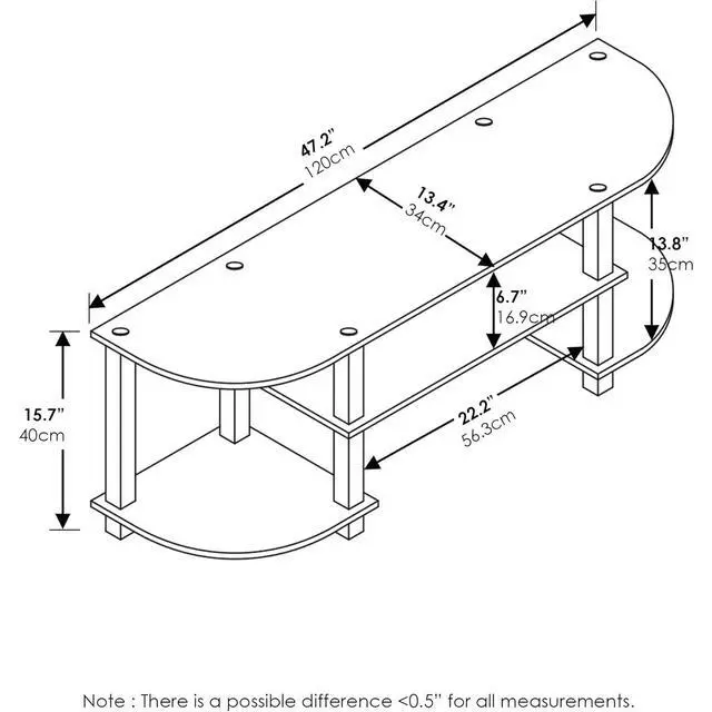 Alt view image 3 of 6 - Eyesoul TURN-S-TUBE TV Stand, Wide Entertainment Center, TV Console for TV up to 55 Inch, for Living Room, Bedroom, Oak Grey