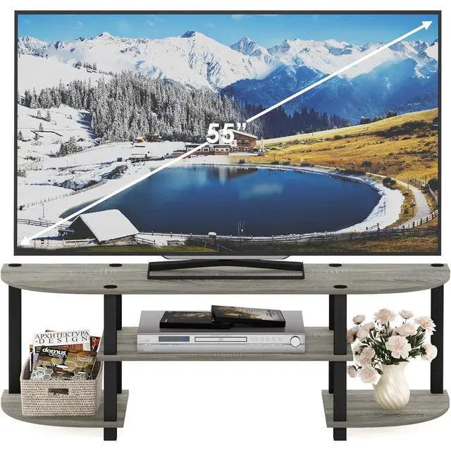 Alt view image 4 of 6 - Eyesoul TURN-S-TUBE TV Stand, Wide Entertainment Center, TV Console for TV up to 55 Inch, for Living Room, Bedroom, Oak Grey