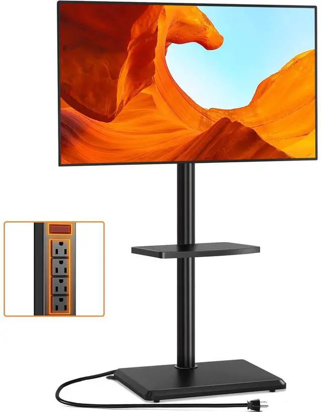 Main image of Eyesoul Floor TV Stand with Power Outlet, TV Mount Stand for 32-60 inch TVs up to 88 lbs, Swivel TV Stand Mount with Height Adjustment and Safety Wood Base for Office, Corner, Max VESA 400x400mm