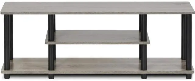 Alt view image 6 of 6 - Eyesoul Turn-N-Tube No Tools 3D 3-Tier Entertainment TV Stand up to 50 inch TV, Round Tubes, French Oak Grey/Black