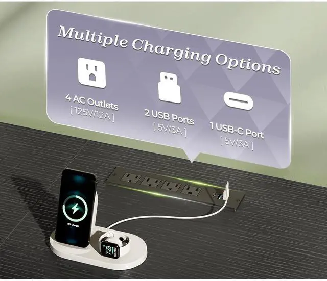 Alt view image 5 of 6 - Eyesoul 63 Inch Dresser TV Stand with LED Lights, Power Outlets and USB-C Port, 12 Fabric Drawer Dresser for Bedroom, Wide Entertainment Center for 65, 70 Inch TV, Open Shelf, Black