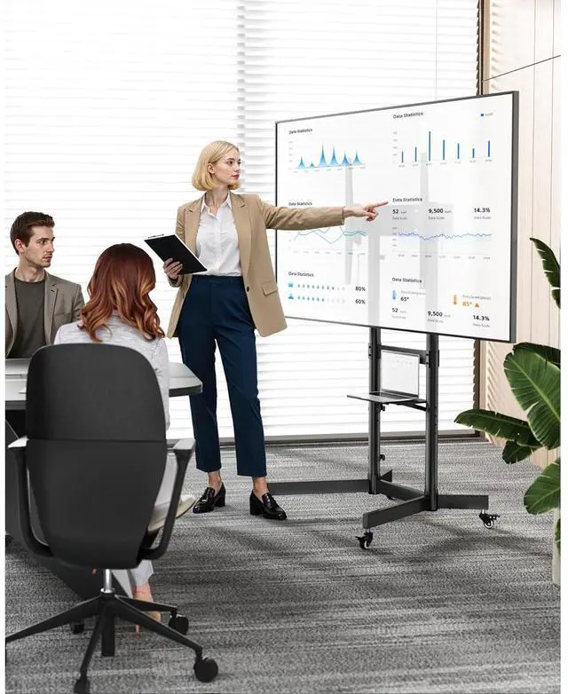 Alt view image 6 of 6 - Eyesoul Heavy-Duty Rolling TV Stand for 55100" Screens  Supports 165 lbs, Stable Mobile TV Cart with Shelf & Locking Wheels, Floor TV Stand, Max VESA 800x600mm, Black