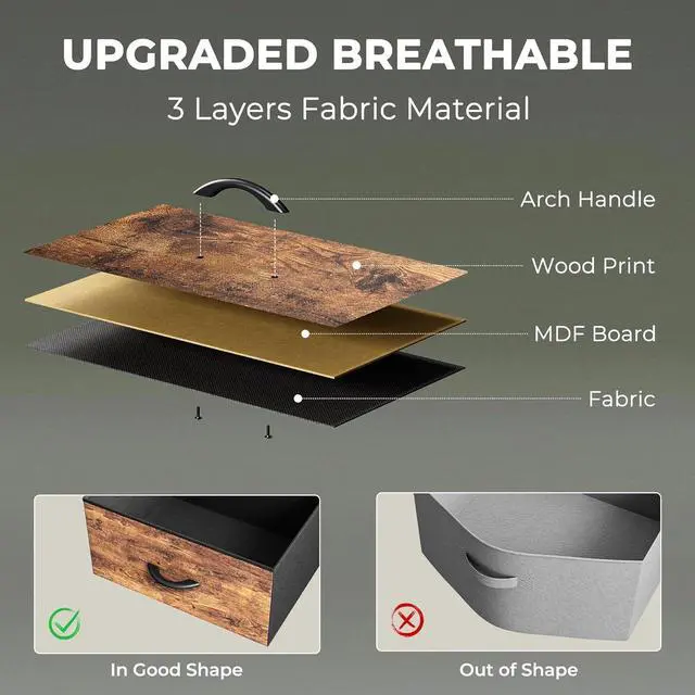 Alt view image 5 of 6 - Eyesoul 63 Inch LED TV Stand for 65 70 Inch TV, Entertainment Center with Open Shelves and Power Outlets, TV Console for Living Room, Media Console with Drawers, Rustic Brown, 8779FC