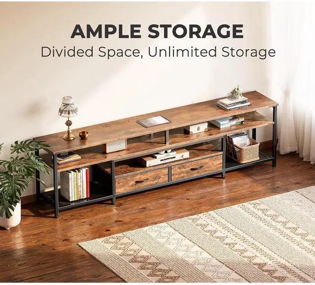 Alt view image 4 of 6 - Eyesoul TV Stand for 75 80 Inch TV, Entertainment Center with Power Outlets and LED Lights, 70.9 Inch TV Console for Living Room, Media Console with Drawers and Shelves, Rustic Brown