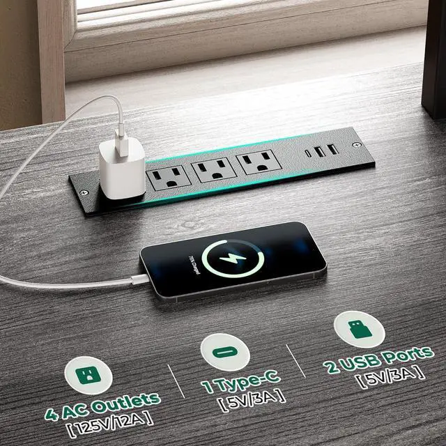 Alt view image 3 of 6 - Eyesoul 63 Inch LED TV Stand for 65 70 Inch TV, Entertainment Center with Open Shelves and Power Outlets, TV Console for Living Room, Media Console with Drawers, Grey, 8779HC