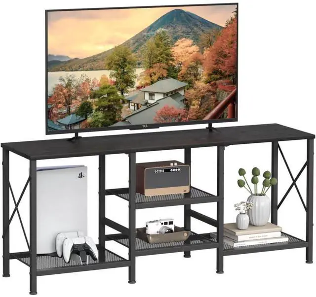 Main image of Eyesoul TV Stand for 55 Inch TV, Entertainment Center with 3-Tier Open Shelves, TV Console Table for Living Room, Bedroom, Black