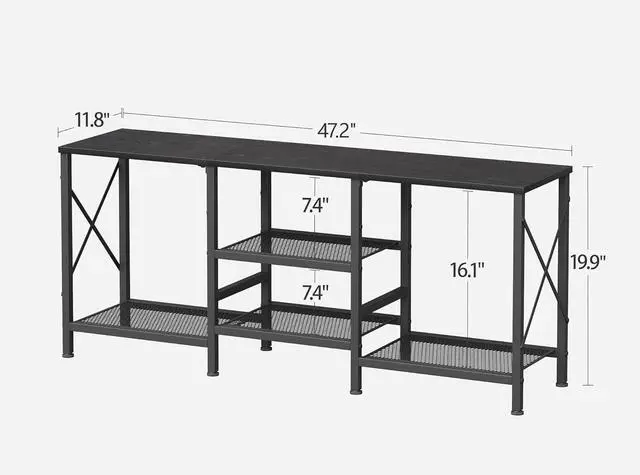 Alt view image 3 of 6 - Eyesoul TV Stand for 55 Inch TV, Entertainment Center with 3-Tier Open Shelves, TV Console Table for Living Room, Bedroom, Black