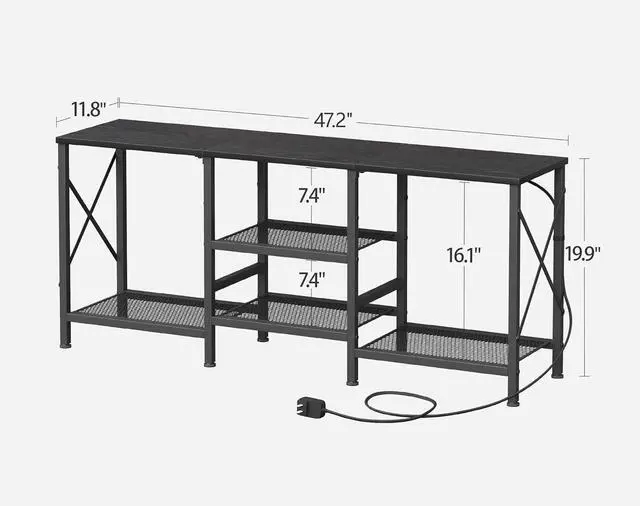 Alt view image 3 of 6 - Eyesoul TV Stand with LED Lights for 55 Inch TV, Entertainment Center with 3-Tier Open Shelves, TV Console Table for Living Room, Bedroom, Black
