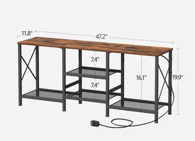 Alt view image 3 of 6 - Eyesoul TV Stand with LED Lights for 55 Inch TV, Entertainment Center with 3-Tier Open Shelves, TV Console Table for Living Room, Bedroom, Rustic Brown