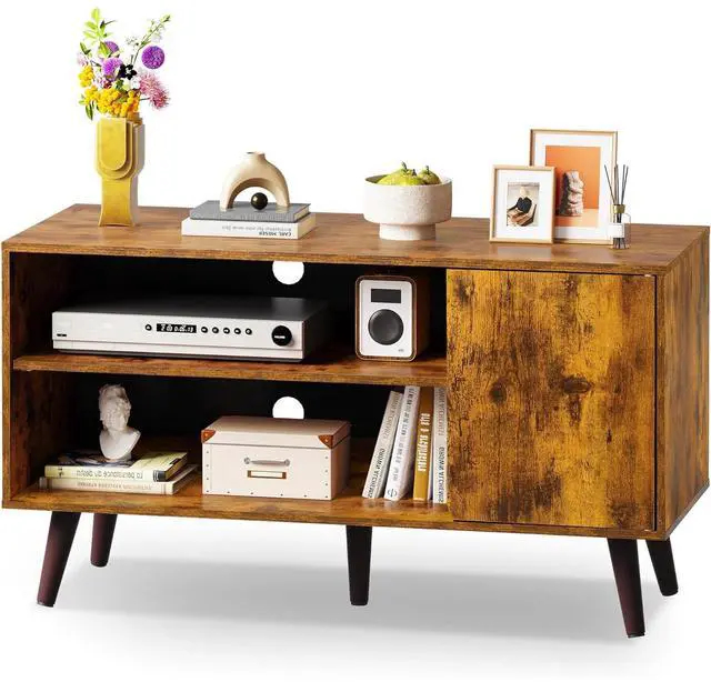 Main image of Eyesoul TV Stand for 43 Inch TV, Small Entertainment Center with Storage Cabinet & Adjustable Shelves, Mid-Century Modern TV Stands for Living Room and Bedroom, 32" TV Console, Brown