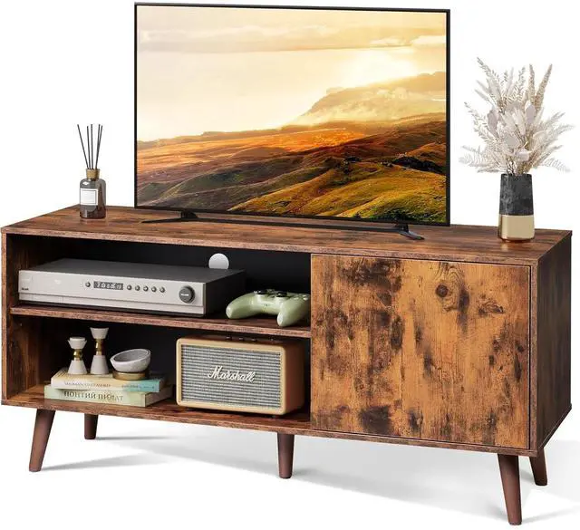 Main image of Eyesoul TV Stand for 55 Inch TVs, Entertainment Center with Storage Cabinet, Mid-Century TV Stands for Living Room and Bedroom, 50" TV Console, Brown