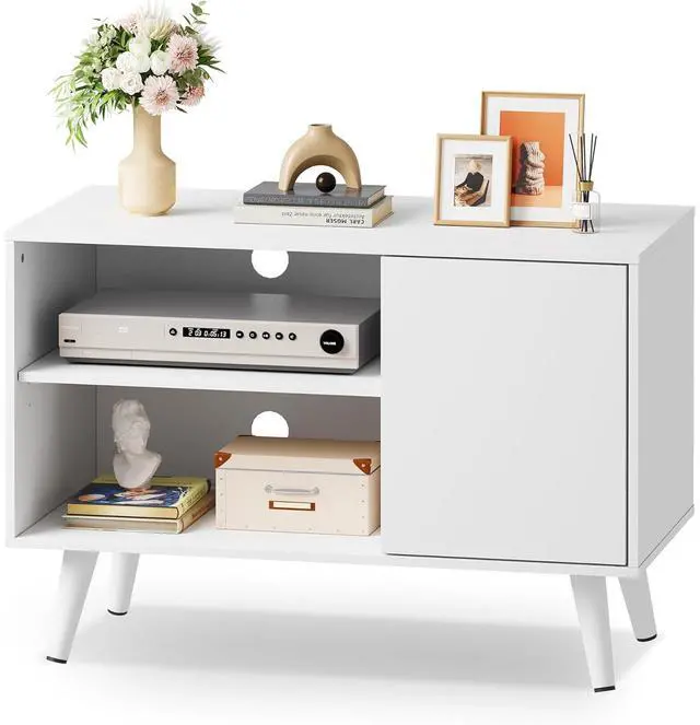Main image of Eyesoul TV Stand for 40 Inch TVs, Small Entertainment Center with Storage Cabinet, Mid-Century Modern TV Stands for Living Room and Bedroom, 32" TV Console, White