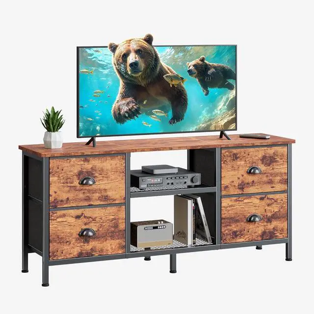Main image of Eyesoul TV Stand with 4 Drawers, 43 Inch Entertainment Center with Open Shelves, Media Console Table for 50" TV, Television Stand for Bedroom, Living Room/Rustic Brown