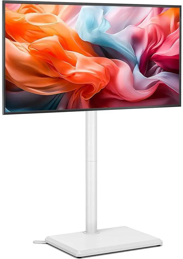 Main image of Eyesoul Swivel Floor TV Stand with Mount for 32-60 inch TVs up to 88 lbs, Height Adjustable Tall TV Stand with Wood Base, Saving Space Design for Bedroom, Living Room and Corner, White