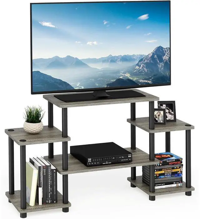 Main image of Eyesoul Turn-N-Tube No Tools Entertainment Center, Round Square Corner, French Oak Grey/Black