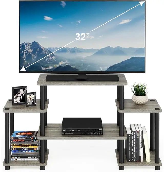 Alt view image 4 of 6 - Eyesoul Turn-N-Tube No Tools Entertainment Center, Round Square Corner, French Oak Grey/Black