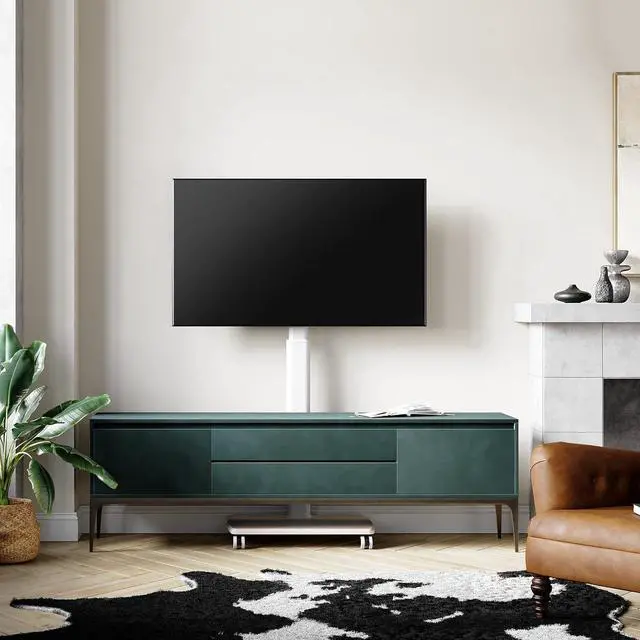 Alt view image 5 of 6 - Eyesoul Rolling TV Stand for 32 to 65 70 Inch TVs, Portable Mobile TV Cart on Wheels, Tall Universal TV Floor Stands with Swivel Mount, Fit Corner, Bedroom, Living Room, Small Dorm (White)