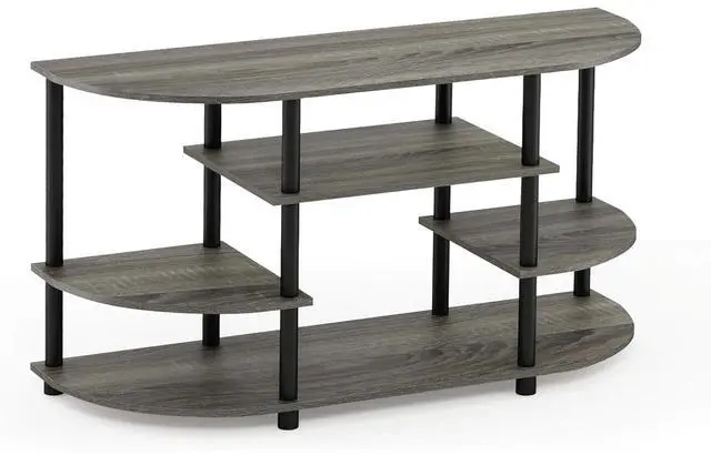 Alt view image 4 of 6 - Eyesoul JAYA Simple Design Corner TV Stand, French Oak Grey/Black, 42.04 x 22.75 x 15.55 Inches