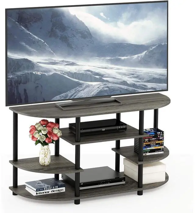 Main image of Eyesoul JAYA Simple Design Corner TV Stand, French Oak Grey/Black, 42.04 x 22.75 x 15.55 Inches