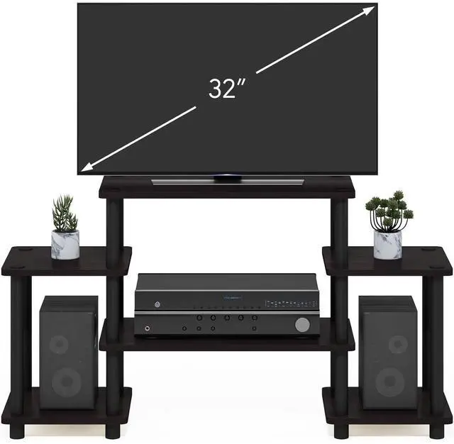 Alt view image 4 of 6 - Eyesoul Turn-N-Tube No Tools Entertainment Center, Round, Square corner, Dark Walnut,11257DWN