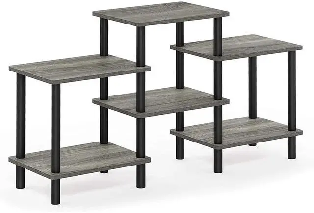 Alt view image 4 of 5 - Eyesoul Turn-N-Tube DIY Multipurpose Combination Rack, French Oak Grey/Black