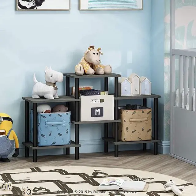 Alt view image 5 of 5 - Eyesoul Turn-N-Tube DIY Multipurpose Combination Rack, French Oak Grey/Black