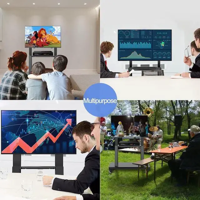 Alt view image 6 of 6 - Eyesoul Mobile TV Stand,Rolling TVs Cart on Wheels Height Adjustable Heavy-Duty Floor Stand Base for 32-75 Inch LCD LED OLED Flat Panel Screens Smartboard Movable Holds up to 220lbs with Shelf