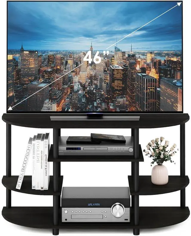 Alt view image 4 of 6 - Eyesoul JAYA Simple Design Corner TV Stand, Espresso/Black