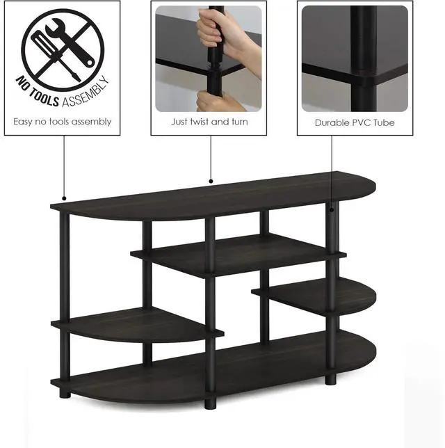 Alt view image 5 of 6 - Eyesoul JAYA Simple Design Corner TV Stand, Espresso/Black