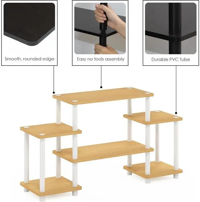 Alt view image 5 of 6 - Eyesoul Turn-N-Tube No Tools Entertainment TV Stands, Beech/White, Square Corner