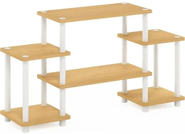 Alt view image 6 of 6 - Eyesoul Turn-N-Tube No Tools Entertainment TV Stands, Beech/White, Square Corner
