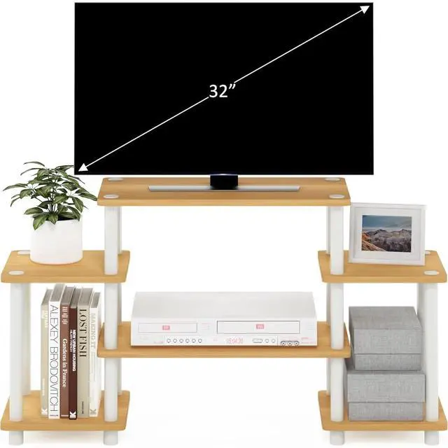Alt view image 4 of 6 - Eyesoul Turn-N-Tube No Tools Entertainment TV Stands, Beech/White, Square Corner
