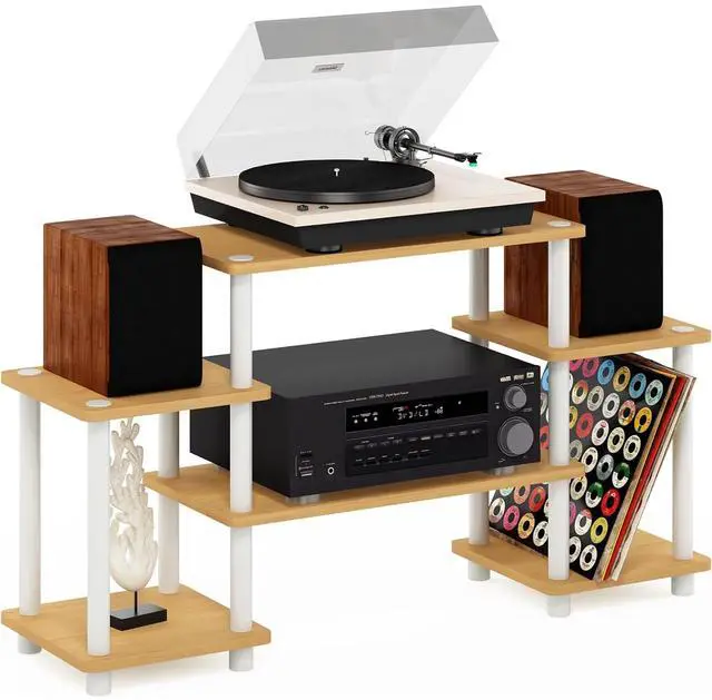 Main image of Eyesoul Turn-N-Tube No Tools Entertainment TV Stands, Beech/White, Square Corner