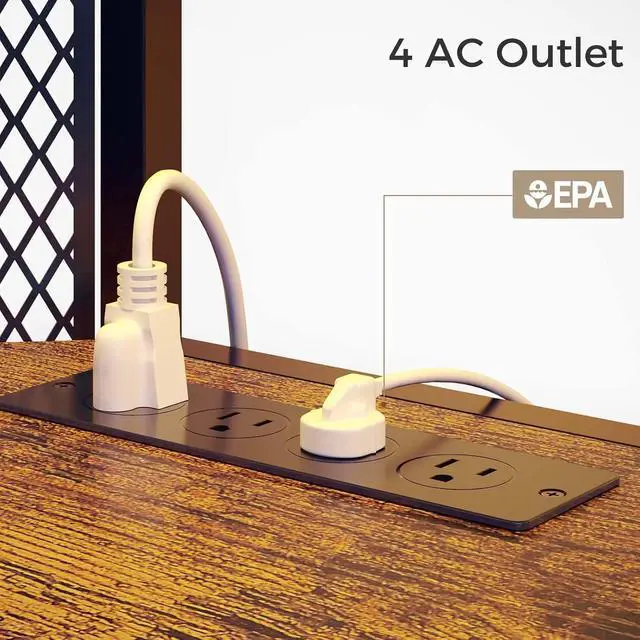 Alt view image 3 of 6 - Eyesoul TV Stand with Mount and Power Outlet, Swivel TV Stand Mount with LED Lights for 32/45/55/60/65/70 inch TVs, Rustic Brown Entertainment Center Media Console with Height Adjustable Mount