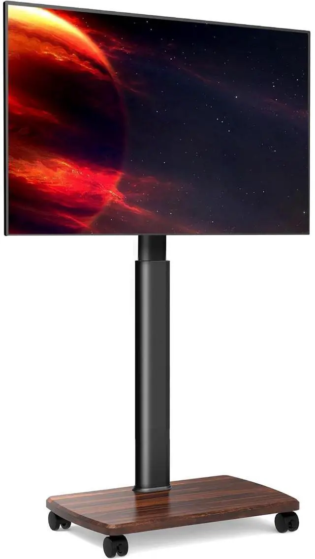 Main image of Eyesoul Rolling TV Stand for 32 to 65 70 Inch TVs, Portable Mobile TV Cart on Wheels, Tall Universal Floor Stands with Swivel Mount, Fit Corner, Bedroom, Living Room, Small Dorm, Walnut Black