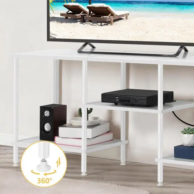 Alt view image 4 of 6 - Eyesoul TV Stand for Bedroom up to 50 Inch Modern TV Stands with Power Outlets Small Entertainment Center with Storage 3 Tier TV Cabinet Console Table for Living Room Bedroom Office, White
