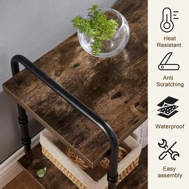 Alt view image 6 of 6 - Eyesoul 65 inch TV Stand,TV Cabinet with 3-Tier Open Shelves,Vintage Wooden Style TV Console Table Entertainment Center for Living Room,Bedroom,Easy Assembly, fits up to 70 inch TV