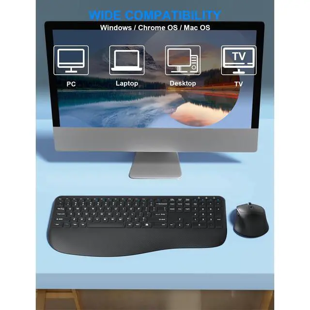 Alt view image 6 of 6 - Eyesoul Wireless Keyboard and Mouse Combo,  2.4G Full-Sized Ergonomic Computer Keyboard with Wrist Rest and 3 Level DPI Adjustable Wireless Mouse for Windows, Mac OS Desktop/Laptop/PC (Carbon Black)