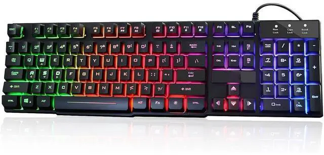 Main image of Eyesoul RK100+ Multiple Color Rainbow LED Backlit Large Size USB Wired Mechanical Feeling Multimedia PC Gaming Keyboard,Office Keyboard for Working or Primer Gaming,Office Device