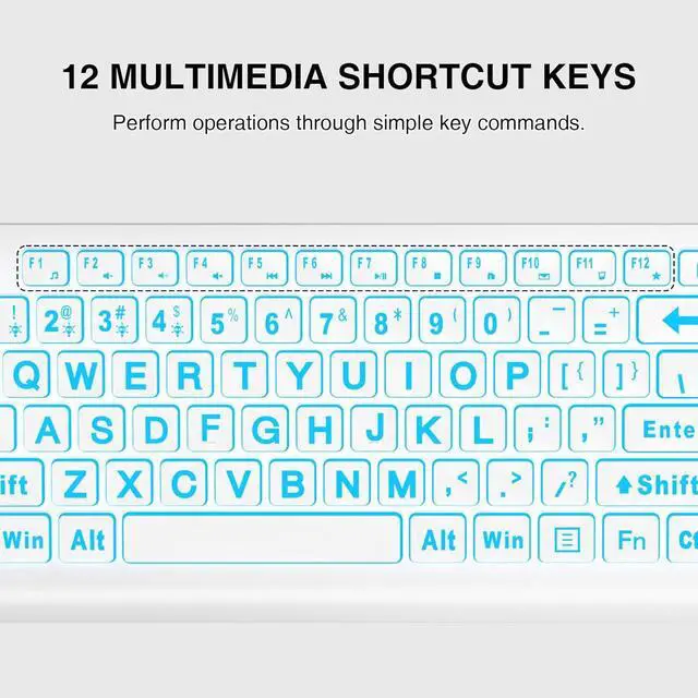 Alt view image 6 of 6 - Eyesoul Large Print Backlit Keyboard, Wired USB Lighted Computer Keyboards with 7-Color & 4 Modes Backlit, Oversize Letters Keys Easy to See and Type, Quiet Keyboard Compatible for PC, Laptop (White)