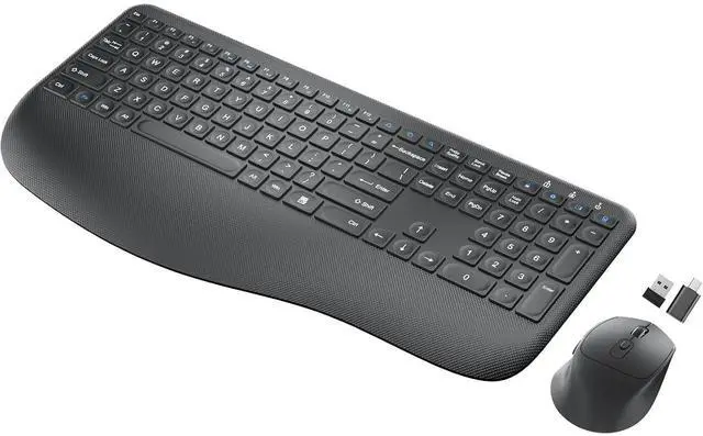 Main image of Eyesoul Wireless Keyboard and Mouse Combo, Full-Sized 2.4GHz Comfortable Palm Rest and Optical Wireless Mouse for Windows, Mac OS PC/Desktops/Computer/Laptops(Carbon Black)