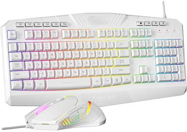 Main image of Eyesoul Updated Programmable Gaming Keyboard and Mouse, RGB Backlit Keyboard Mouse with Software, Independent Macro Record Keys, Value Combo Set, White - S101-3 PRO