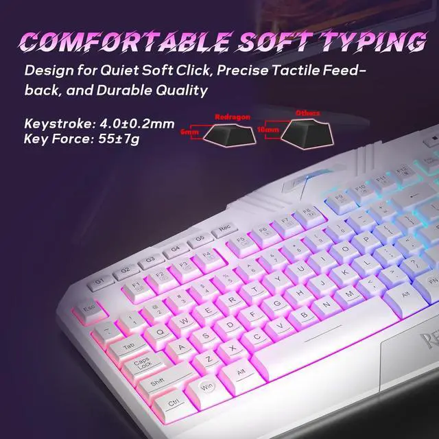 Alt view image 6 of 6 - Eyesoul Updated Programmable Gaming Keyboard and Mouse, RGB Backlit Keyboard Mouse with Software, Independent Macro Record Keys, Value Combo Set, White - S101-3 PRO