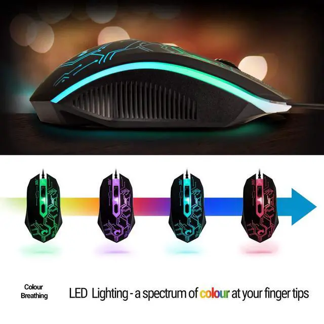 Alt view image 6 of 6 - Eyesoul Gaming Keyboard and Mouse and Mouse pad and Gaming Headset, Wired LED RGB Backlight Bundle for PC Gamers and Xbox and PS4 Users - 4 in 1 Edition Hornet RX-250